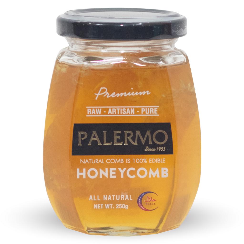 Palermo Honey with Honeycomb in Glass Jar 250g